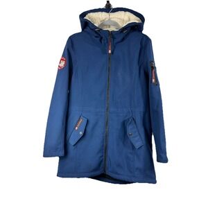 Canada Weather Gear Royal Blue Softshell Winter‎ Coat Sherpa Lined Hood M Winter